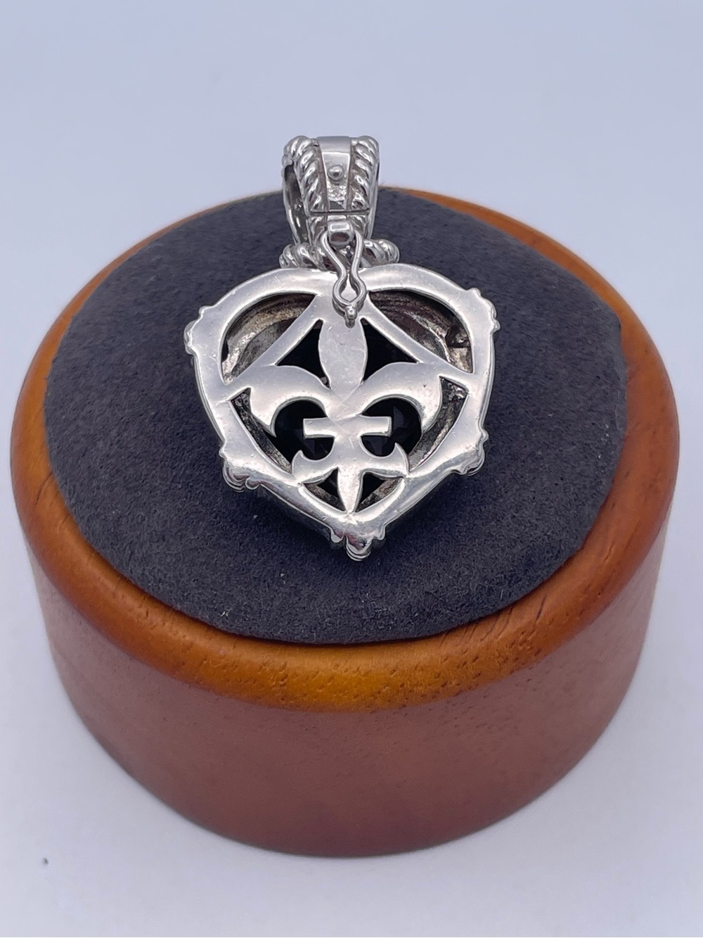 Judith Ripka Sterling Silver 925 Smoky Quartz Heart Pendant CZ Accents Heavy - Picture 2 of 9